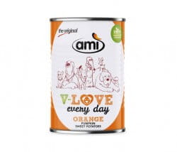 AMI Dog V-Love ORANGE Hundefutter mit Kürbis & Süßkartoffel kaufen - vegan - ohne Tierleid AMI Dog V-Love ORANGE Hundefutter mit Kürbis & Süßkartoffel kaufen - vegan - ohne Tierleid